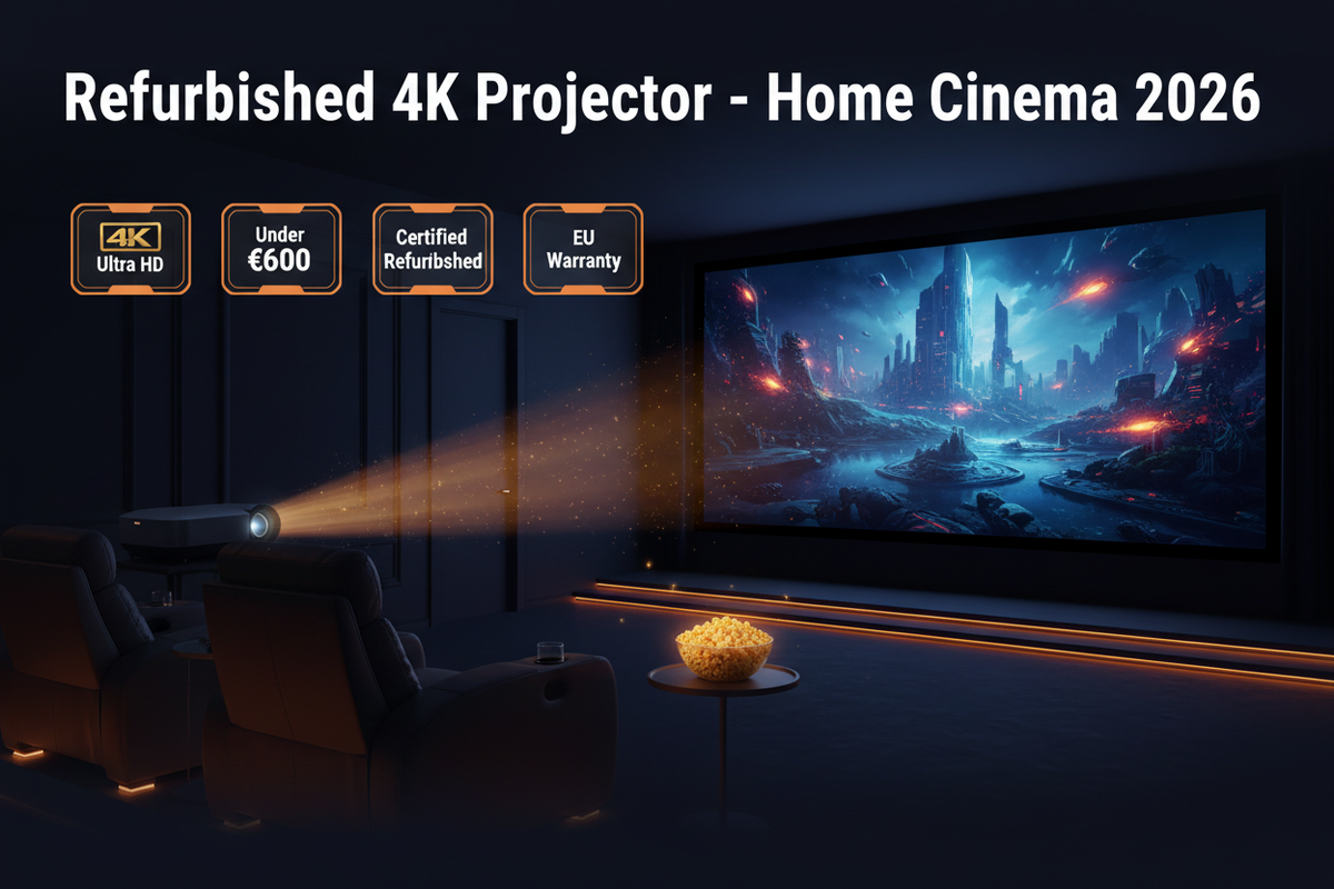 Refurbished 4K Projector Home Cinema Under โฌ600 Europe 2026 โ Big Screen Deals with Warranty