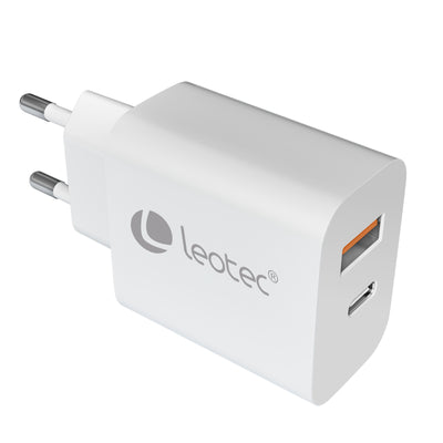 Leotec Charger Wall/Travel USB-C/Pd + USB-A 20W White Charger 20W Charging Fast 1 USB-C Pd + 1 USB-A White Com — image 1