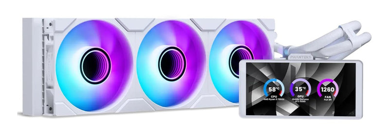 Phanteks K Glacier One 360M25 LCD Aio-refrigeración Líquida, 6-PULGADAS Display - 360MM, White