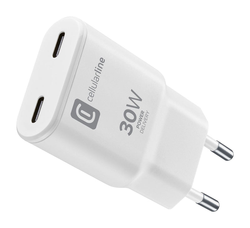 Cellularline USB-C Duo GaN Travel Charger 30W White