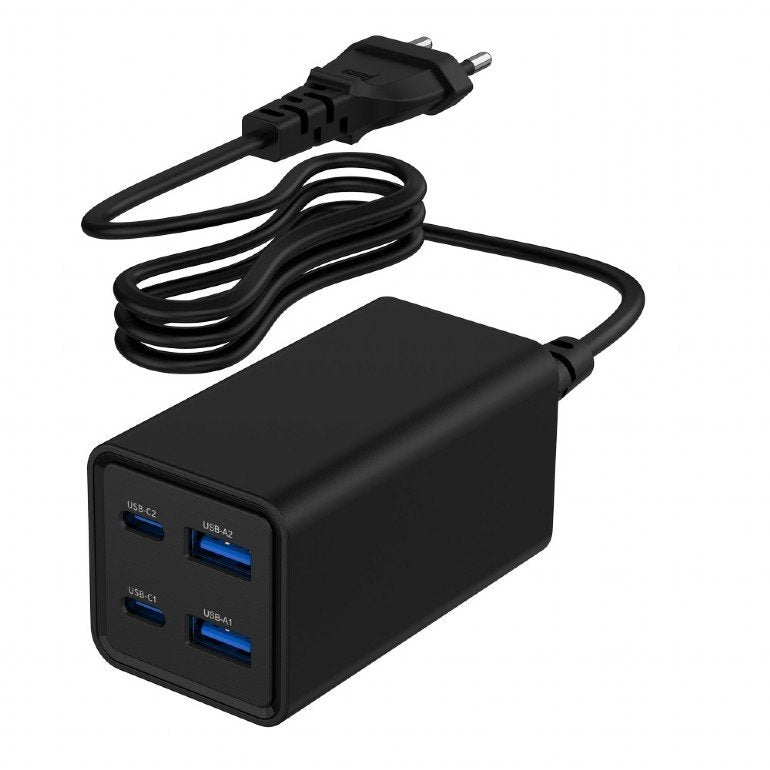 Charger Universal 65W GaN 2x USB-A 2x USB-C Charging Fast Black