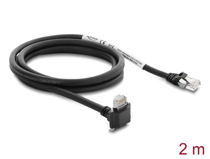 Delock Gige Camera Cable RJ45 Connector Male 90° Angulado With Screws Connector Male Length 28MM a RJ45 Connec