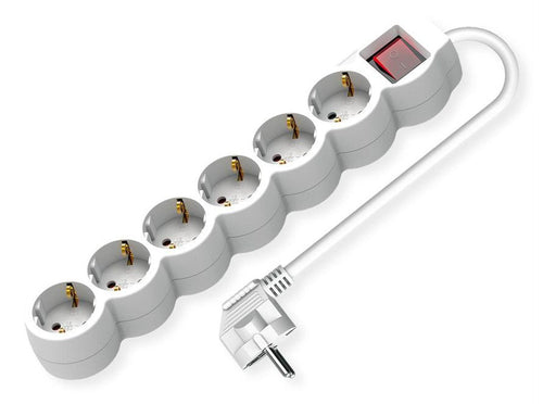 Value 6-VÍAS Power Strip Plugs With Switch Runde Sockets White 3M — image 1