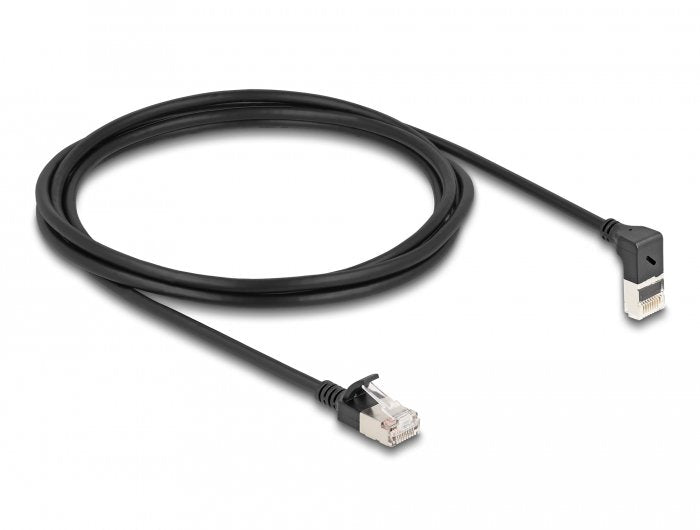Delock Network Cable RJ45 CAT.6A S/FTP Slim 90° Oben Angular / Gerade 2M