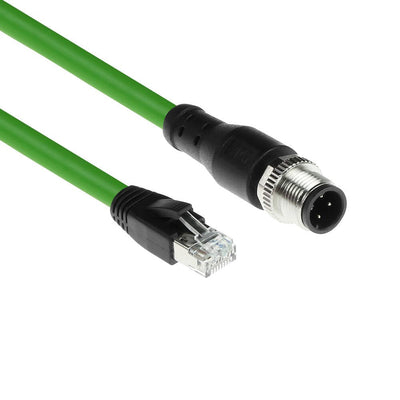Industrial 3.00 Meters Sensor Cable M12D 4-PIN Male To RJ45 Male, Superflex Xtreme Tpe Cable Shielded — image 1