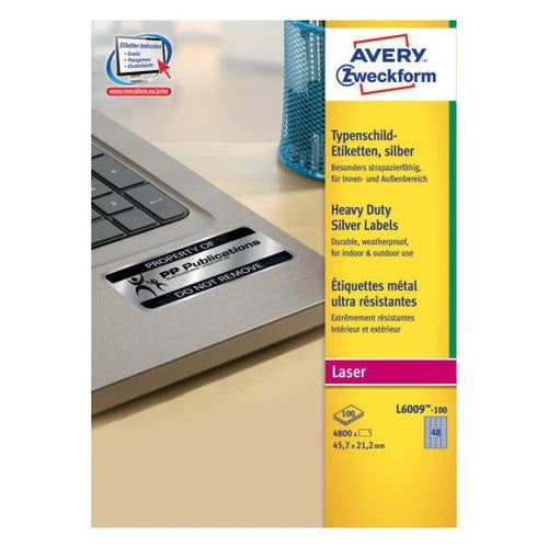 Avery Zweckform Znamionowe A4 45,7 X 21,2MM 100 Arkuszy Srebrne — image 1