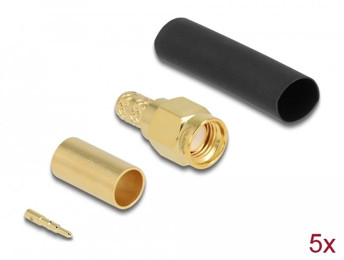Sma Connector Male Crimpar LMR200 With Passendem Tubo Termorretráctil - 5 Units