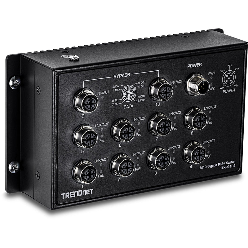 Trendnet Indust Switch 10-PORT EN50155 M12 Gbit PoE + Railway