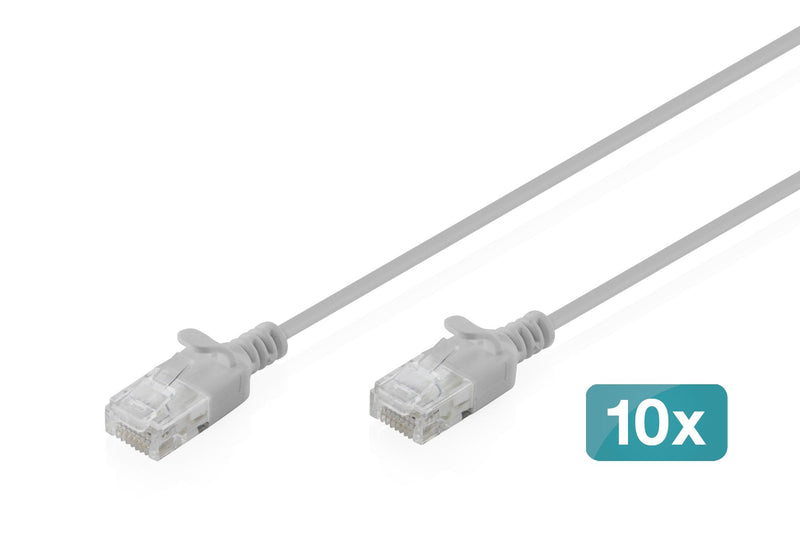 CAT.6 U-UTP Slim Network Cable, 1,5M, Grey 10 Pcs