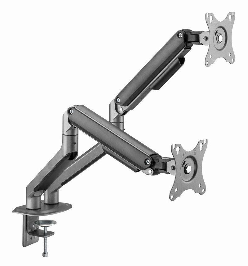 Gembird Escritorio Mounted Ajustable Double Monitor Arm Space Gris