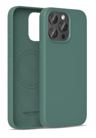 Vention Case Silicone With Magsafe KUFG0-20 Compatible With Iphone 15 Plus Green Ciprés — image 1