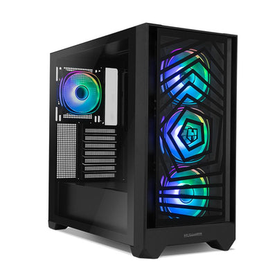 PC Case Hummer Plasma ATX Panel Front Mesh Glass Tempered 4X Fans ARGB Preinstalados, USB-C And 3.0, Black — image 1