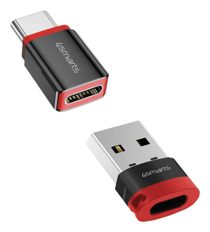 4SMARTS USB-C Sobre USB-A / USB-C Datenblocker Adapter, 2ER Set, Black