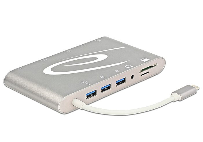 Delock Dockingstation USB Type-c™ 3.1 4K HDMI Mini DisplayPort VGA RJ45 LAN Reader Tarj. - Grey Silver