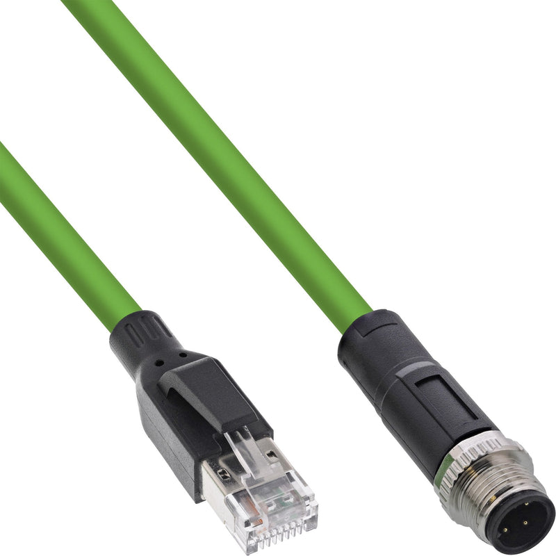 Inline® Industrial Network Cable M12 4-PIN D-coded Male Plug a RJ45, Pur 2M
