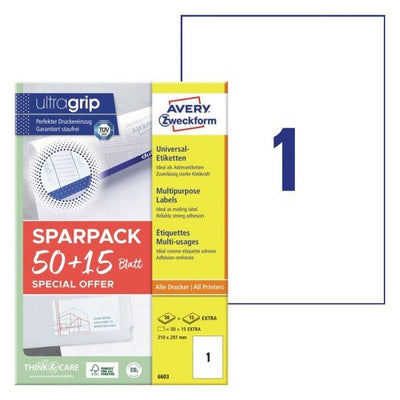 Avery Zweckform Labels 6603 White 210,0 X 297,0MM — image 1