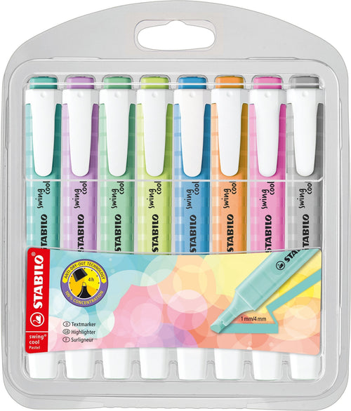 Stabilo Swing Cool Pastel Pack 4 Marcadores Fluorescentes - Body Flat - Punta Biselada - Trazo Entre 1 And 4MM — image 1