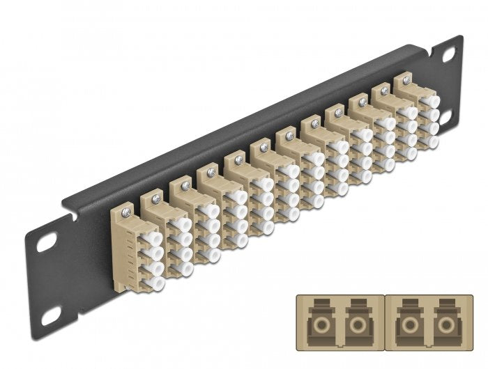 Delock 10 Panel Connection Fo 12 Ports Lc Quad Beige 1 U Black