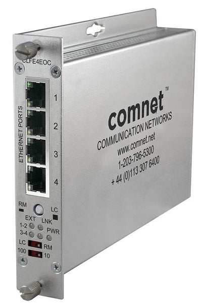 Comnet CLFE4EOC Four Channel Ethernet Over Coax With Ieee 802.3AF 15.4W Pass-through PoE, 10/100Mbps, Industri — image 1