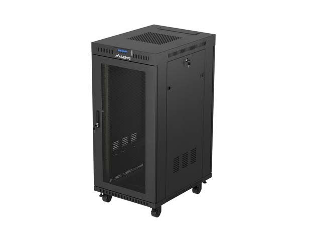 Lanberg Rack Cabinet 19 Free-standing 24U 600X800 Flat Pack With Mesh Door LCD Black V2