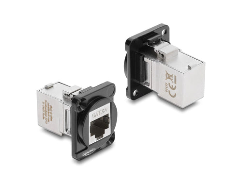 Delock D Type Módulo RJ45 Connector Female a Female 90° Angulado CAT.6A Black Silver — image 1