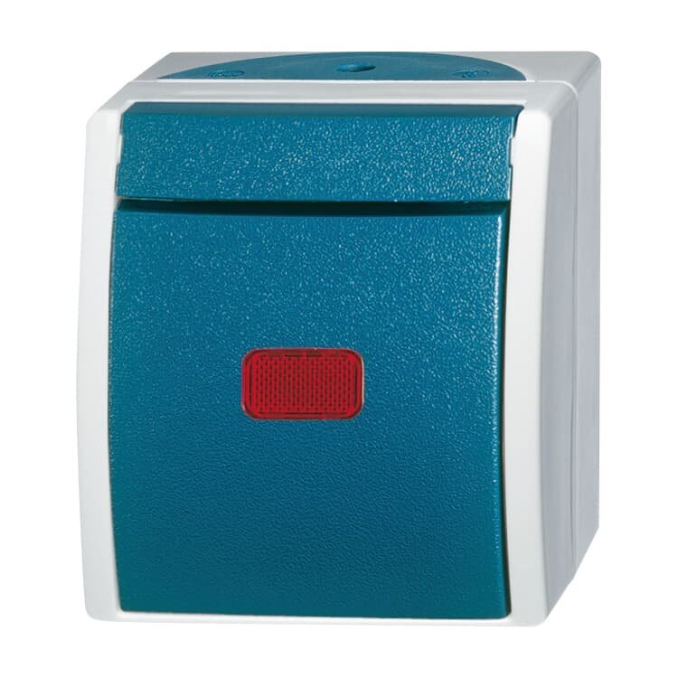 Busch Jaeger Ocean - Wippkontrollschalter Protegido Contra Water Red Kalotte - Ap Lamp Neón* Grey Blue Verdoso