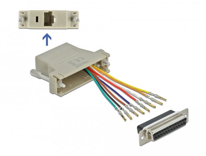 Delock D-sub 25 Pin Connector Female a RJ45 Connector Female Kit Assembly Grey