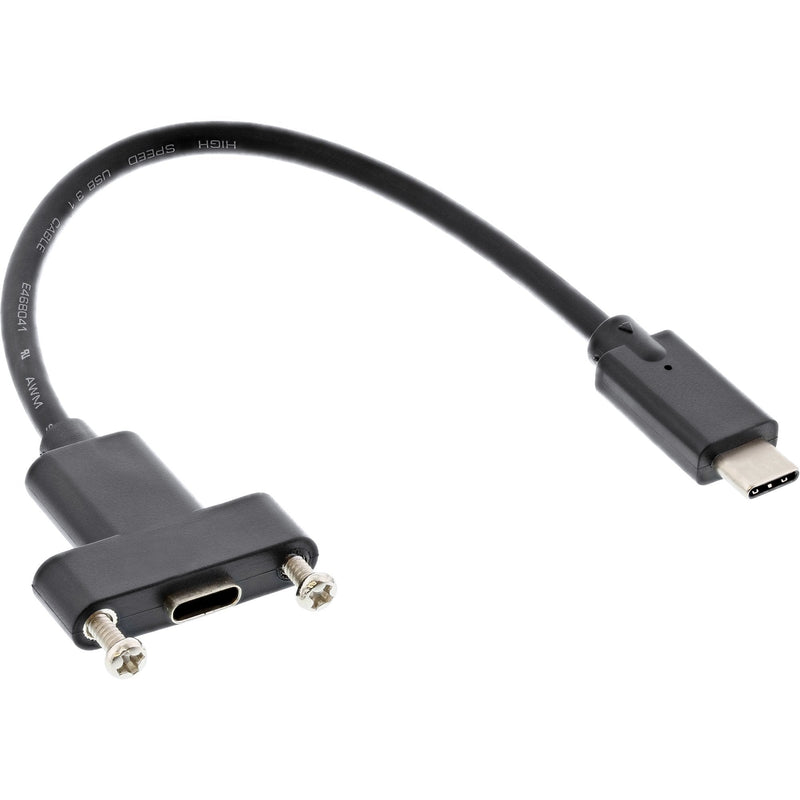 Inline® USB 3.2 GEN.2 C Male / Female With Flange Cable Black 0.20M