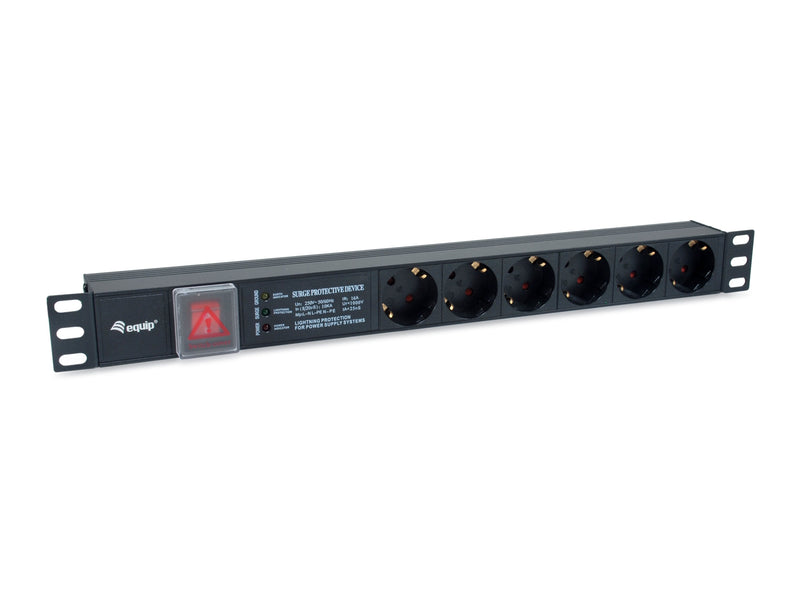 Power Strip Power Aluminium Rack 19 1U 6 Sockets With Switch Protection Voltaje And Filter