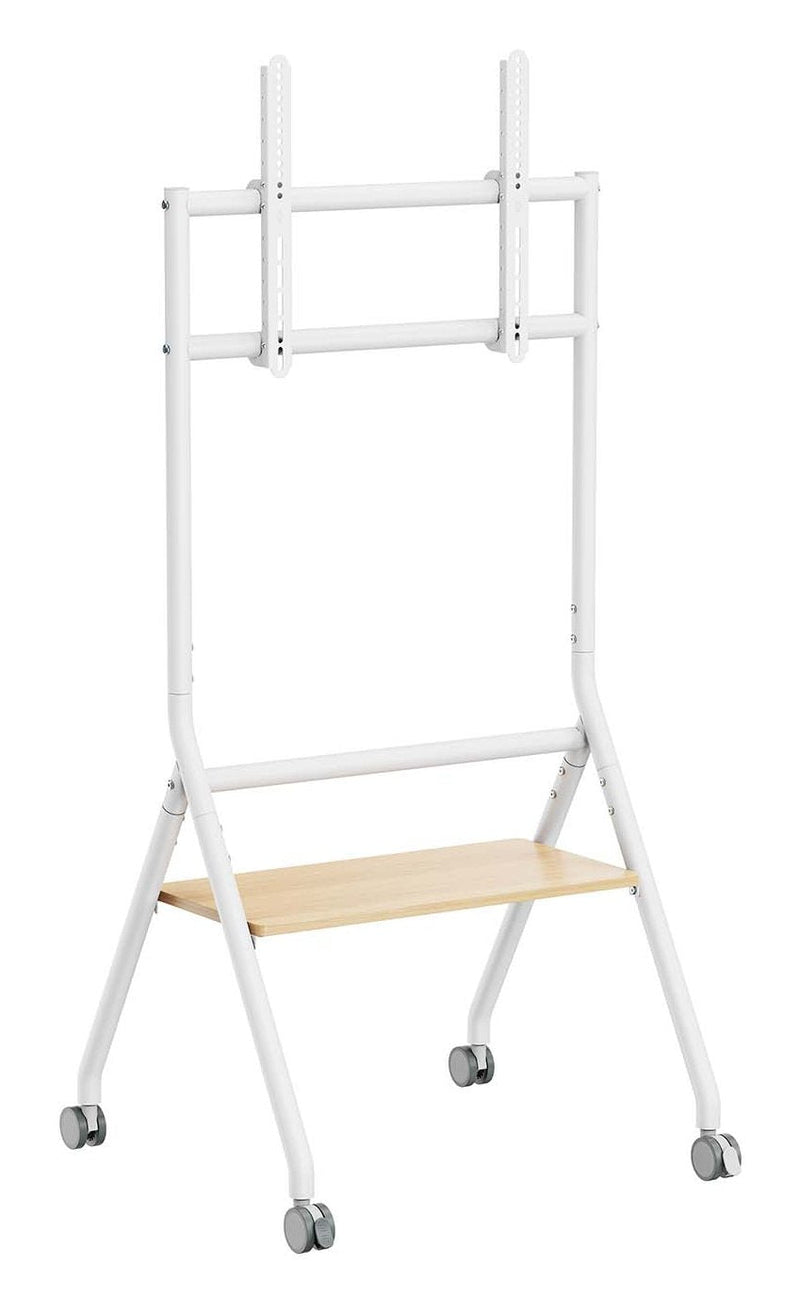Aisens Stand Floor Eco With Wheel 1 Tray Screen Interactive/TV 80KG 37-86, White + Wood