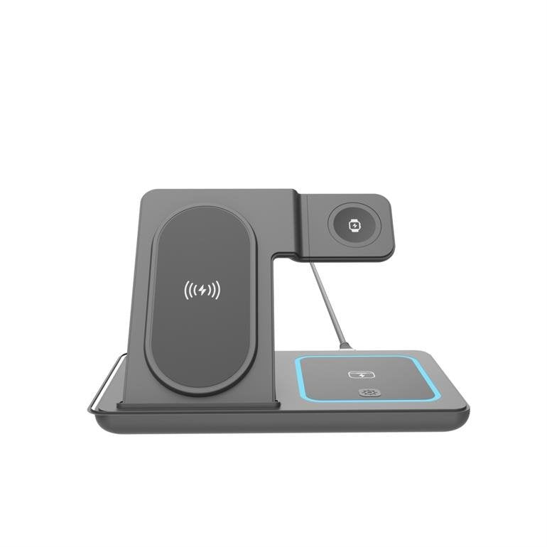 Gembird 3-IN-1 Foldable Wireless Charger Stand 15W Apple Watch Black
