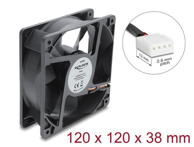 Delock Fan Axial 48V Dc, 120 X 120 X 38MM With 4 Pin PWM Connection Fan Black — image 1