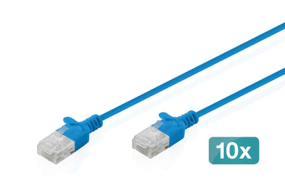 CAT.6 U-UTP Slim Network Cable, 0,3M, Blue 10 Pcs — image 1