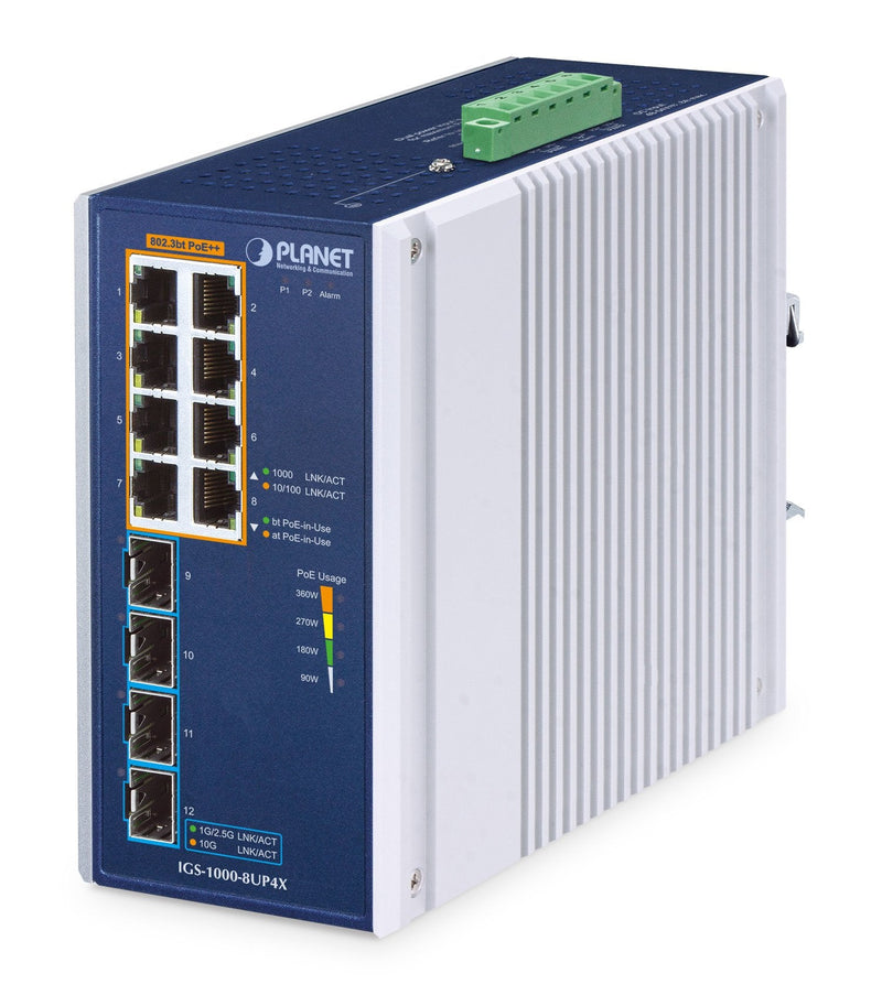 Planet Industrial 8-PORT PoE + Switch IGS-1000-8UP4X