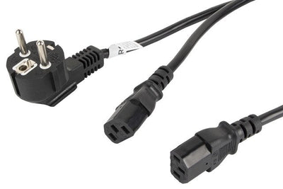 Lanberg Cable Power CA-C13C-13CC-0018-BK Connectors Schuko / 2XIEC320 C13 2 Metres — image 1