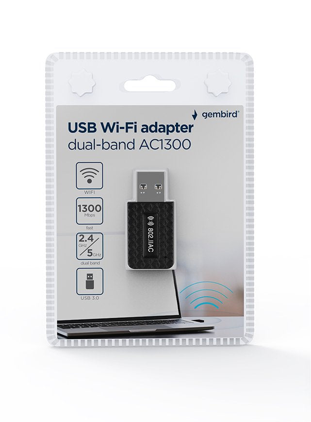 Gembird WNP-UA1300-03 Adapter Wi-Fi USB AC1300 Compacto Double Band