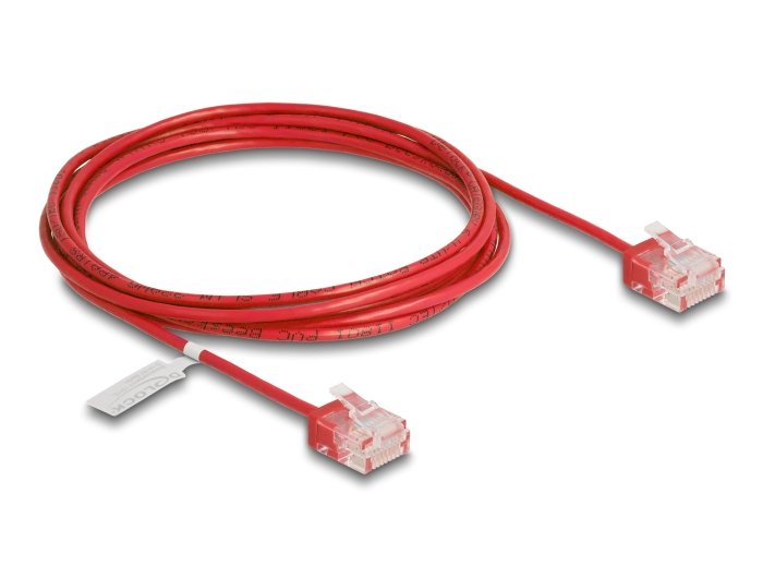 Delock RJ45 Network Cable CAT.6 UTP Ultra Slim 2M Red With Kurzen Machon