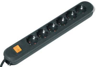 Bachmann Smart 6X Power Strip Plugs 1X Cable Power Switch 3M (381.151K) Black