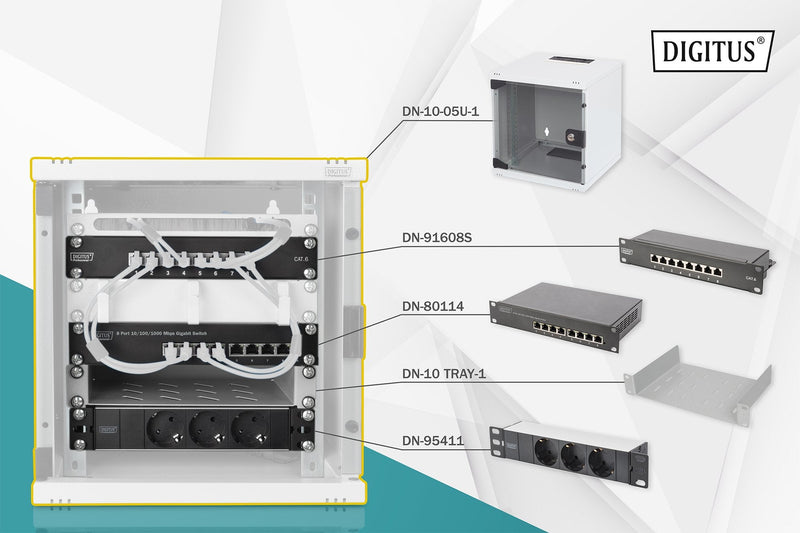 Digitus DN-10-SET-1 Cabinet Rack 10 Wall White 6HE, 312 X 300