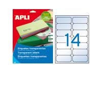 Apli Labels Transparentes Permanentes 99.1 X 38.1MM 10 Hojas