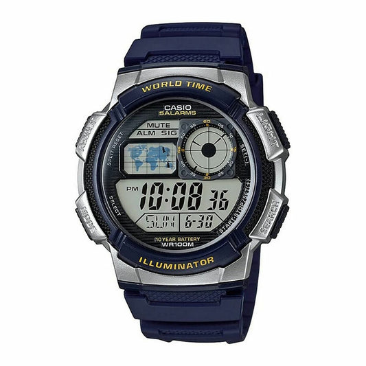 Casio Men's Watch Casio World Time Illuminator - 5 Alarms, 10 Year Battery Black Grey (Ø 40 Mm) (Ø 43 Mm)