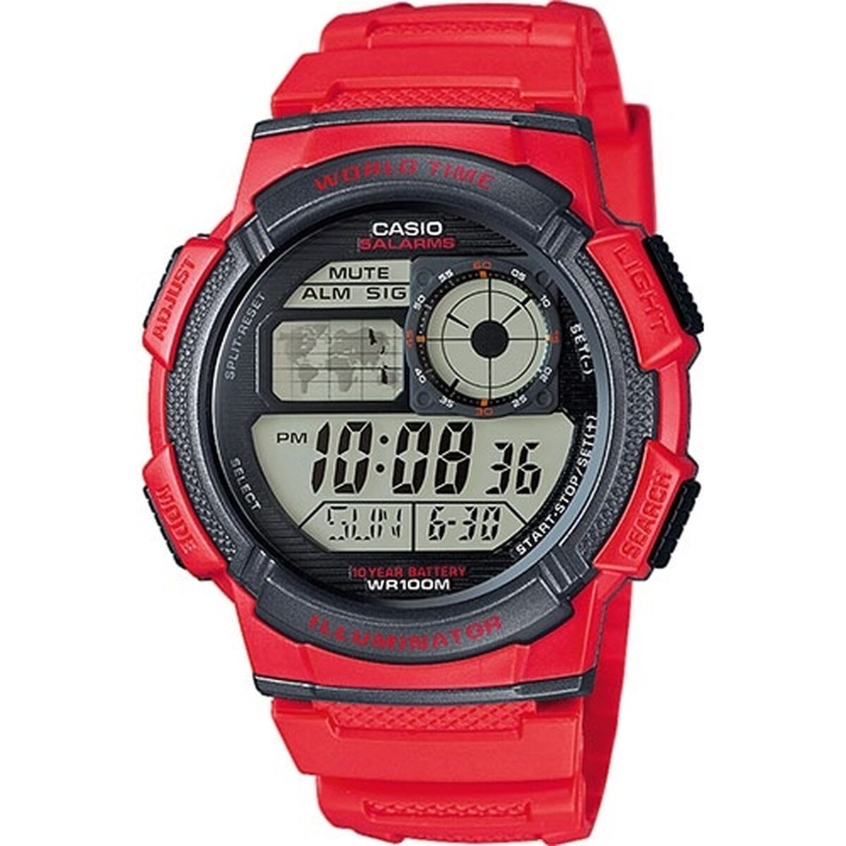 Casio Men's Watch Casio World Time Illuminator Red (Ø 43 Mm)