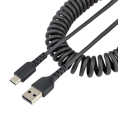 USB a To C Charging Cable - 50CM (20IN) Coiled Cable Black — image 1