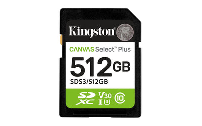 Kingston Technology 512GB Sdxc Canvas Select Plus GEN3 150MB/S C10 Uhs-i U3 V30 — image 1