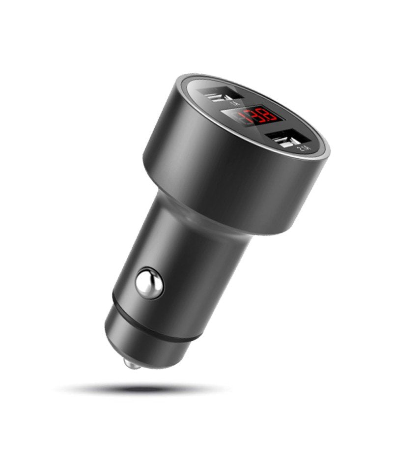 Eightt Charger Car USB 2 Ports Aluminium 12W Display