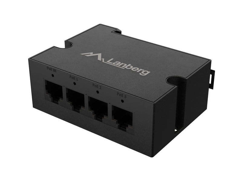 Lanberg Switch PoE Ext DIN-GE4-BT-90W 1XIN 3XOUT Din Rail Bt 90W Metal Clips