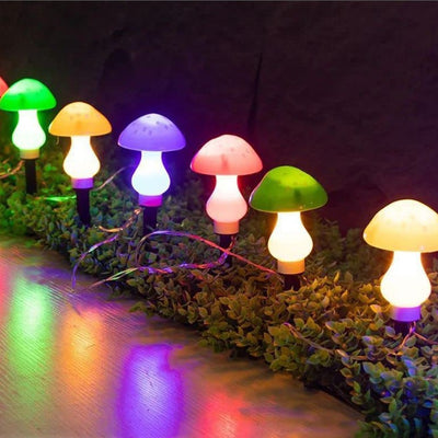Outdoor Solar-Powered Mushroom String Lights Waterproof Landscape Lighting
