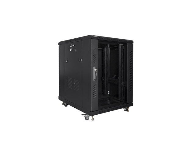 Lanberg Cabinet Rack FF01-6815-12B (15U, 19'', 848MM / 600MM / 800MM, Standing, Glass, 800KG, Black Colour
