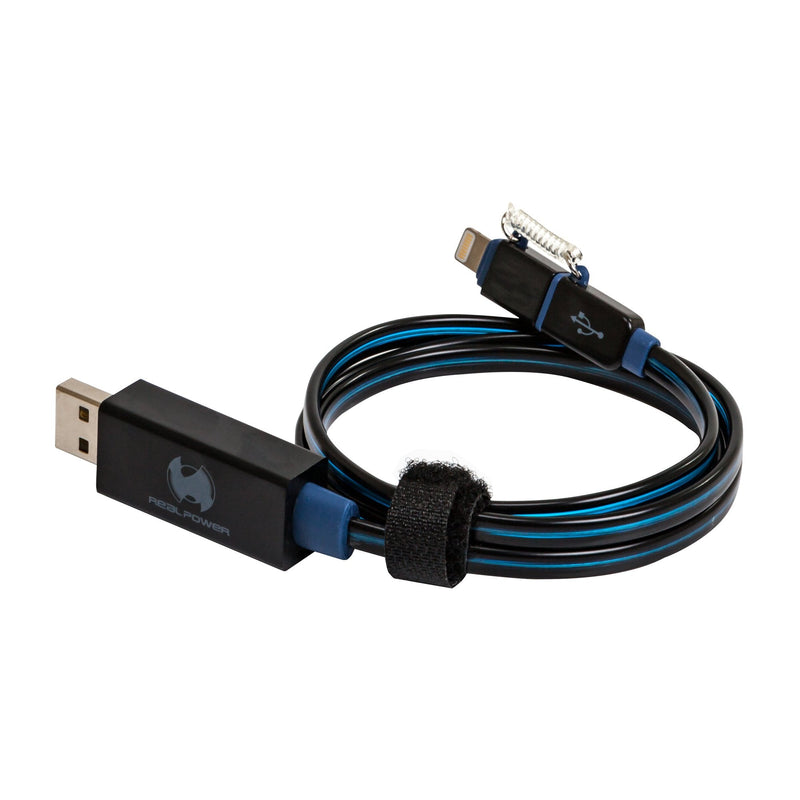 Realpower USB a/Lightning 0.75M 0,75M Black Blue
