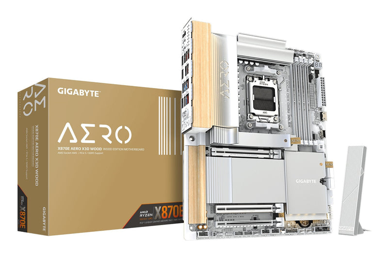 Gigabyte Motherboard X870E Aero X3D Wood Silver